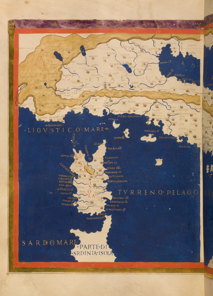 Mapa da Itália baseado em Ptolemys Geographia, 1480 (ver também 3496135) de Francesco Berlinghieri