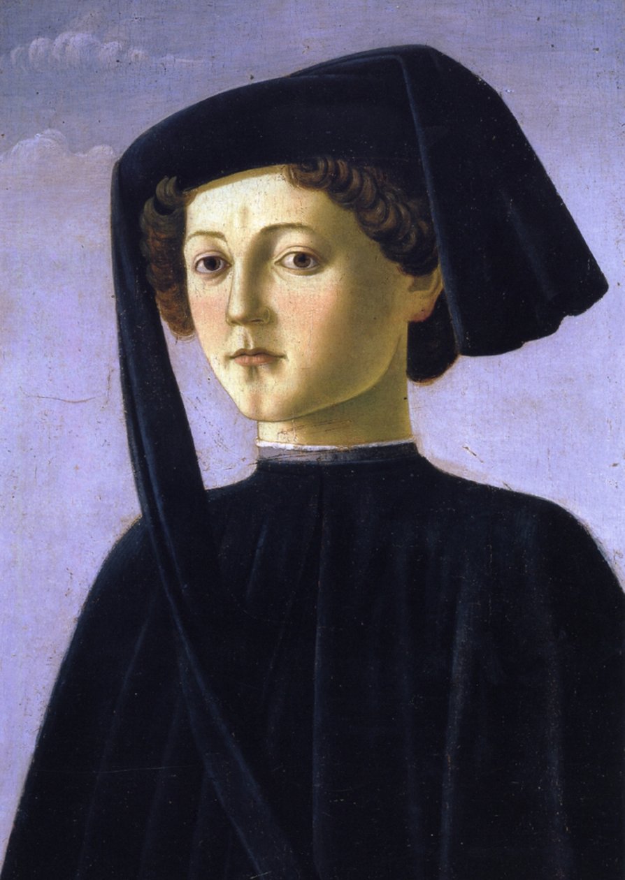Retrato de um jovem (tempera no painel) de Francesco Botticini
