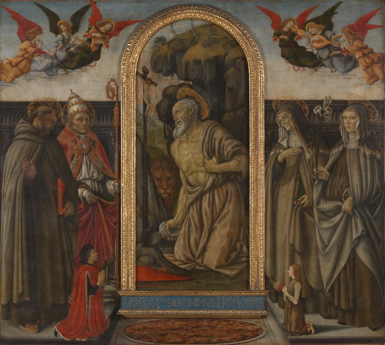 São Jerônimo em penitência com santos e doadores de Francesco Botticini