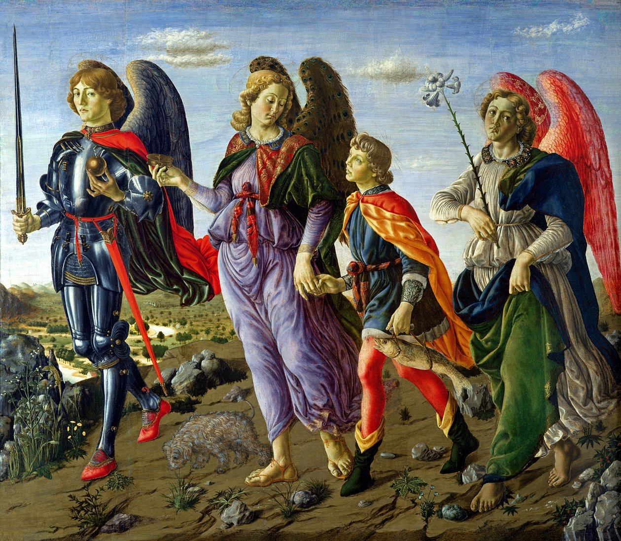Os Três Arcanjos e Tobias (têmpera no painel) de Francesco Botticini