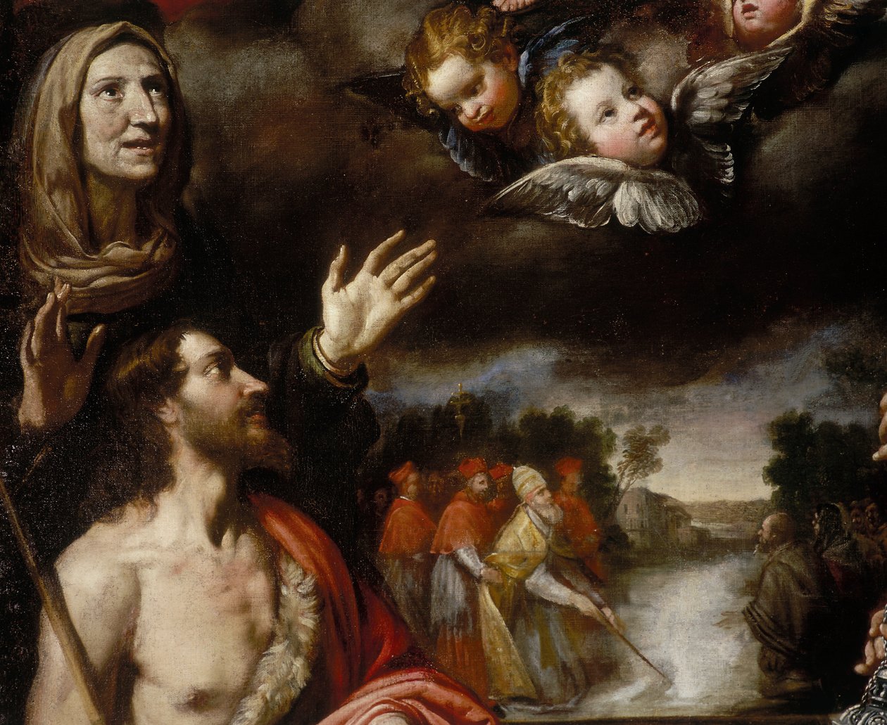 O retábulo da Madona da Neve (detalhe): obra de Francesco Fiasella, conservada na Igreja ou no Santuário da Misericórdia de Massa de Francesco Fiasella