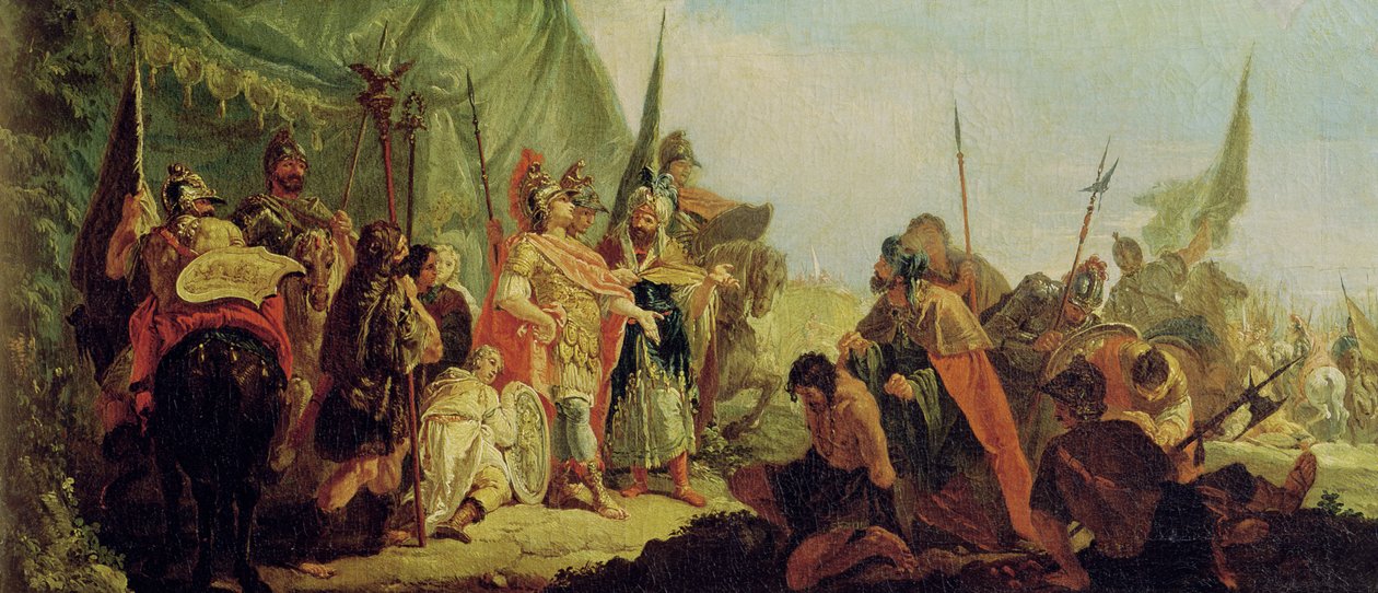 Alexandre, o Grande (356-23 aC) e Porus de Francesco Fontebasso