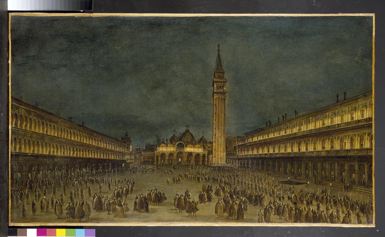 Uma procissão noturna na Piazza San Marco, 1750-60 de Francesco Guardi