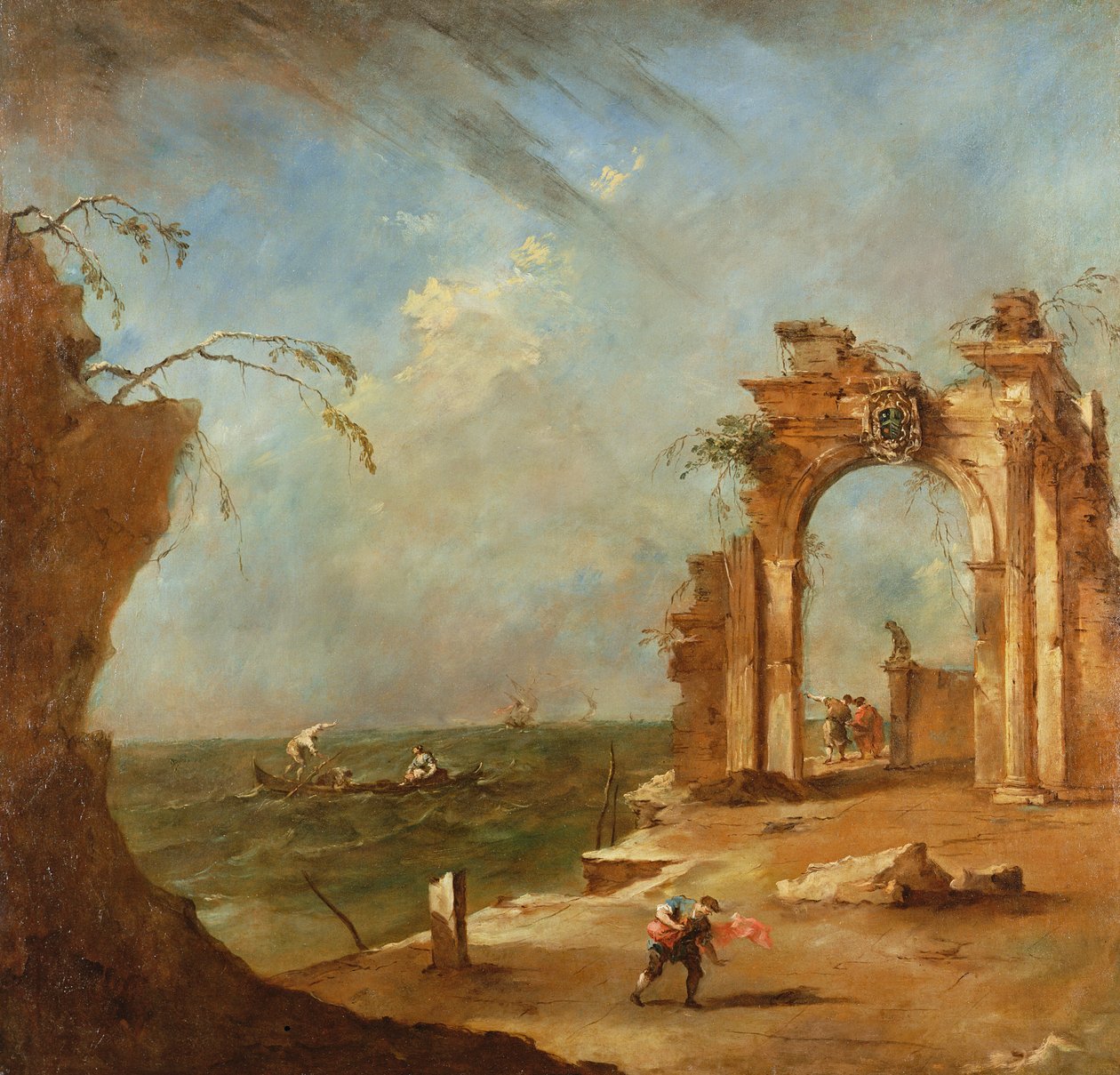 Capriccio com um arco arruinado (óleo) de Francesco Guardi