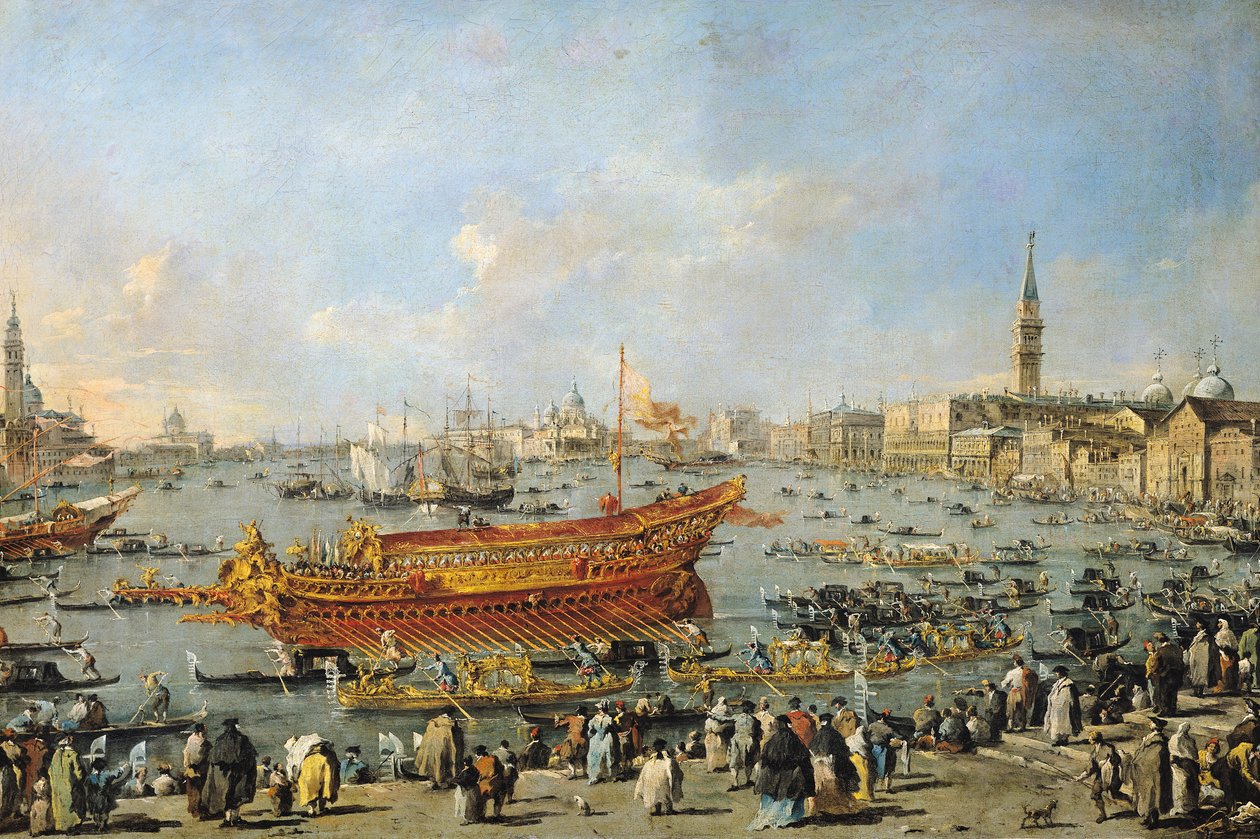 Partida do &39;Bucentaur&39; para o Lido no Dia da Ascensão, 1766-70 de Francesco Guardi