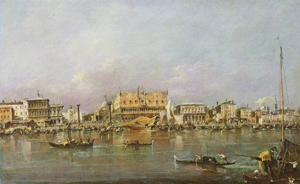 Palácio do Doge e vista da bacia de São Marcos, Veneza de Francesco Guardi