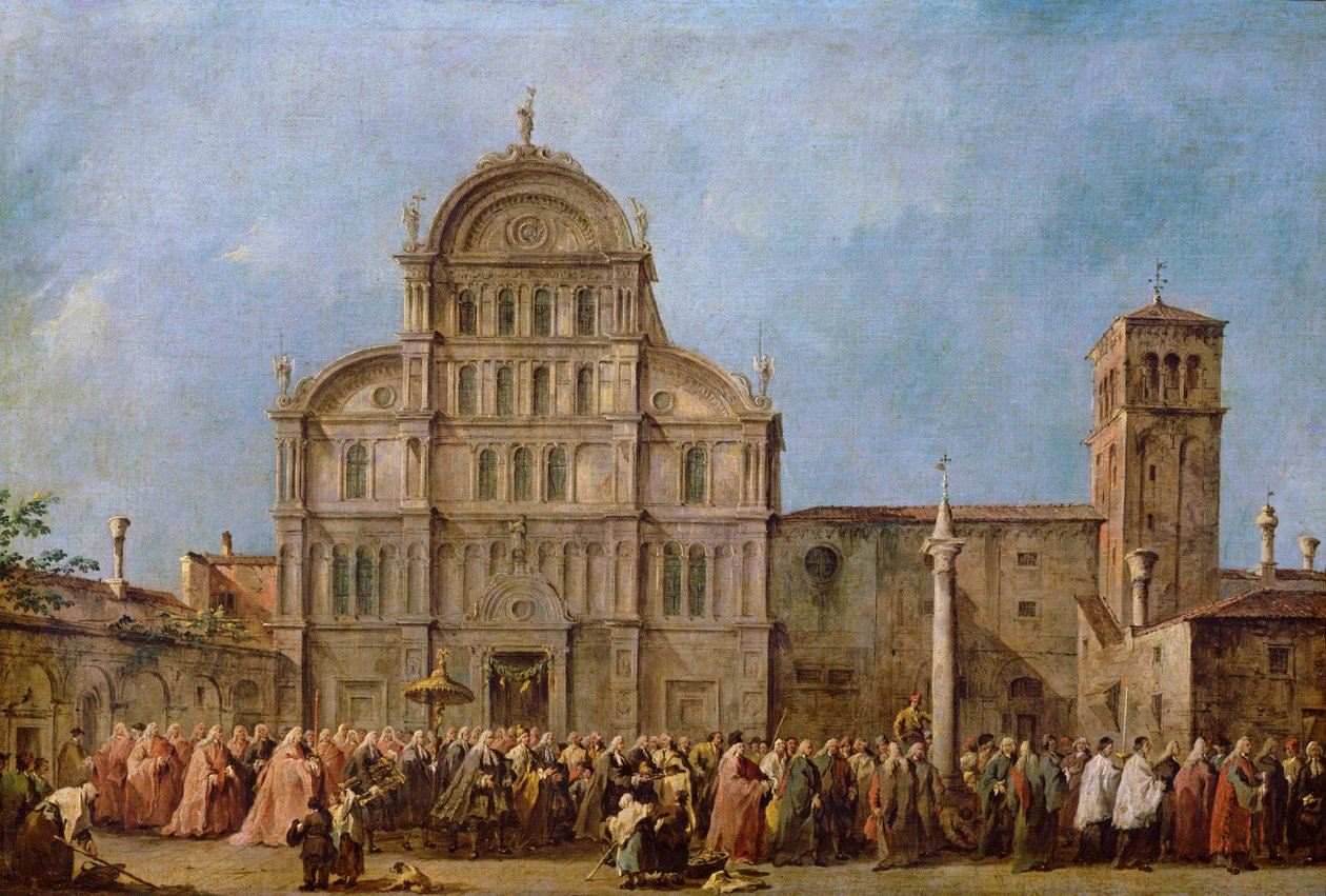 Procissão de Páscoa do Doge de Veneza na Igreja de San Zaccaria, c.1766-70 de Francesco Guardi