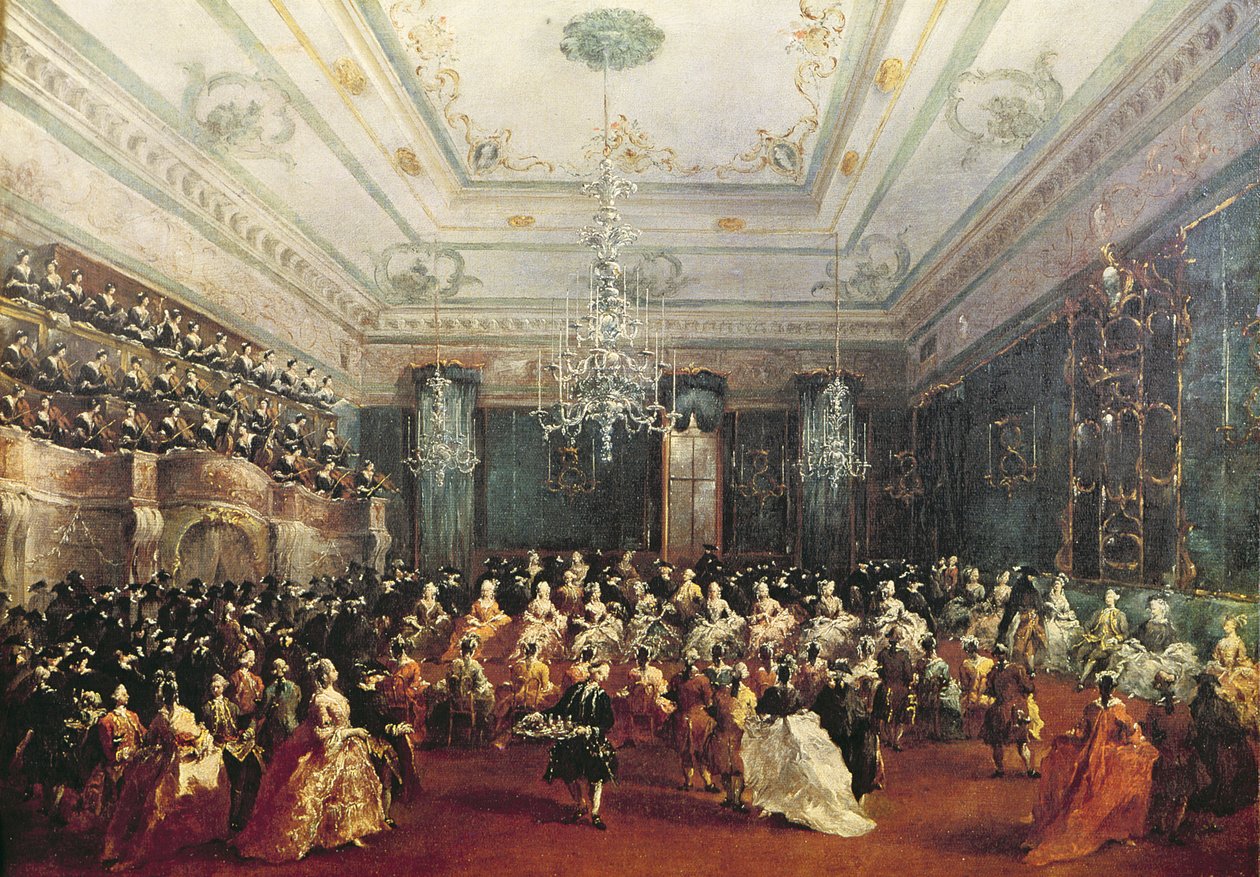Concerto de Gala realizado em janeiro de 1782 em Veneza para o Tsarevich Paul da Rússia e sua esposa, Maria Feodorovna de Francesco Guardi