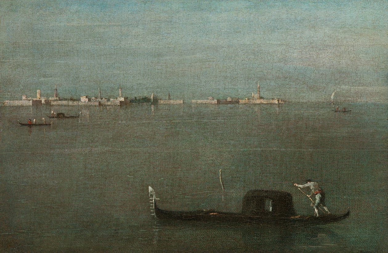 Gôndolas na Lagoa (Lagoa Cinzenta) de Francesco Guardi