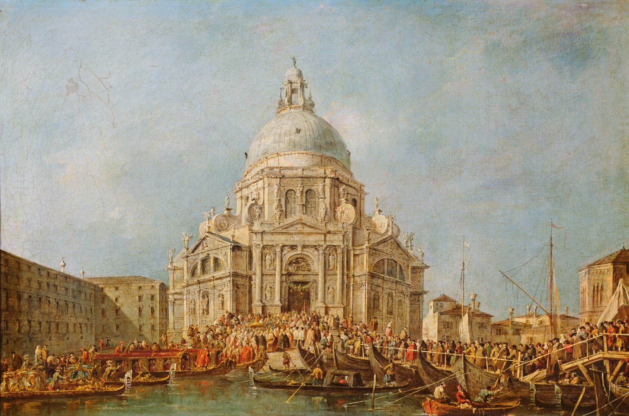 O Doge de Veneza na Festa della Salute, 21 de novembro, para comemorar o fim da pestilência de 1630, c.1766-70 de Francesco Guardi