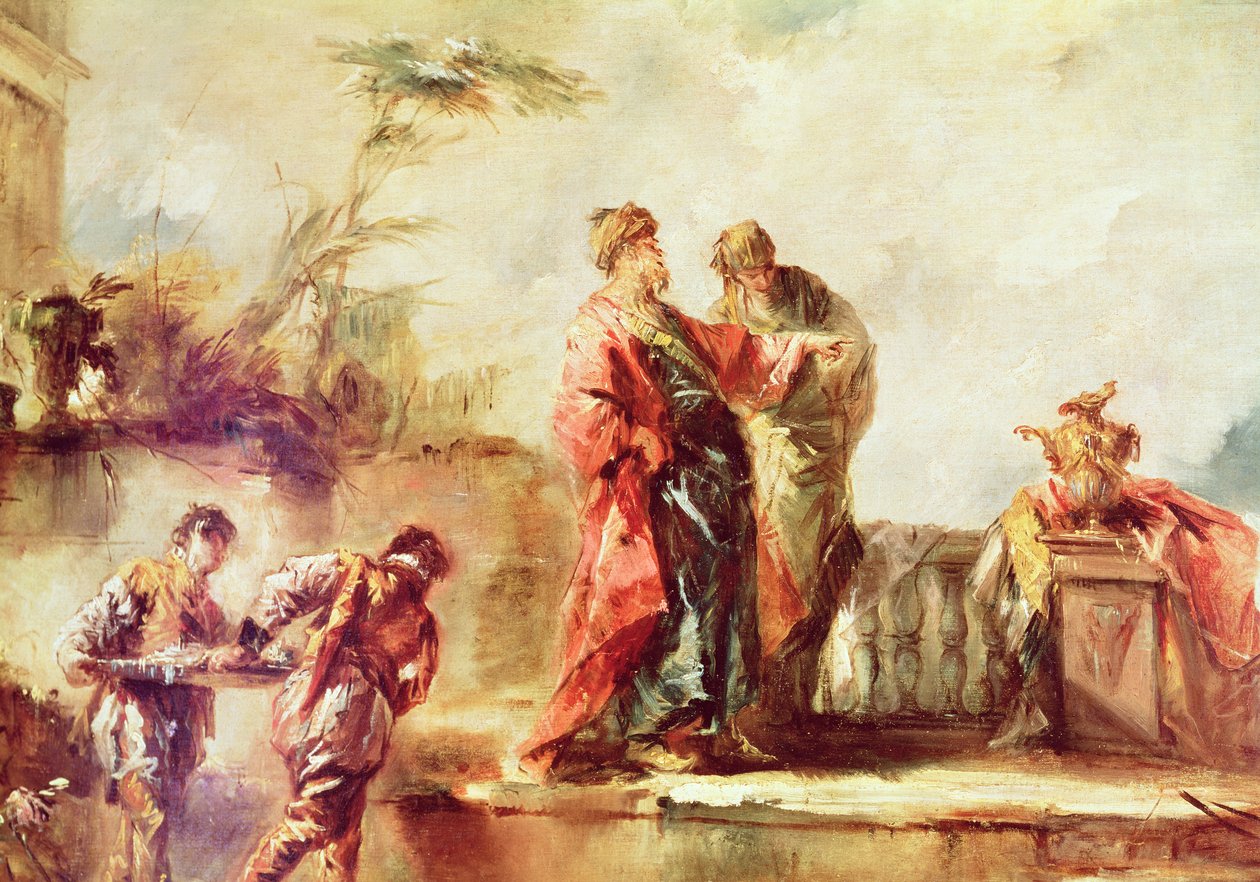 O Casamento de Tobias, detalhe de uma série de painéis no parapeito de órgão que representam Cenas da História de Tobias, 1750-53 de Francesco Guardi