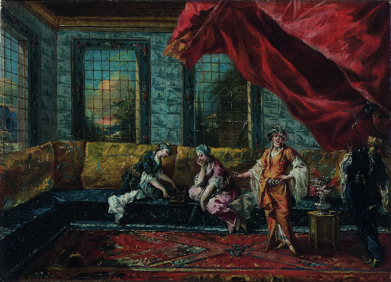 Duas Odalisques Jogando Mancala no Harém de Francesco Guardi