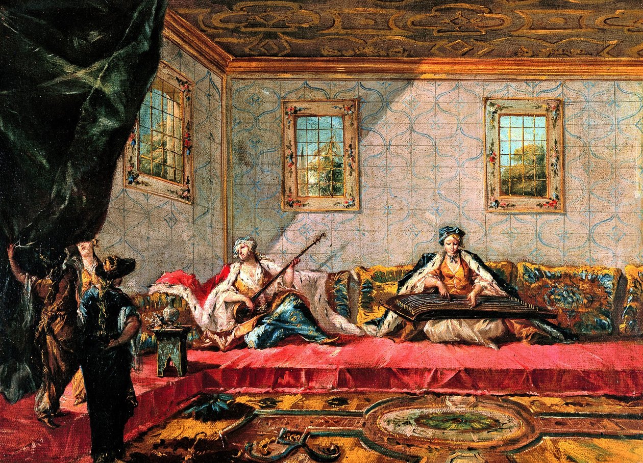 Duas Odalisques Tocando Música no Harém de Francesco Guardi