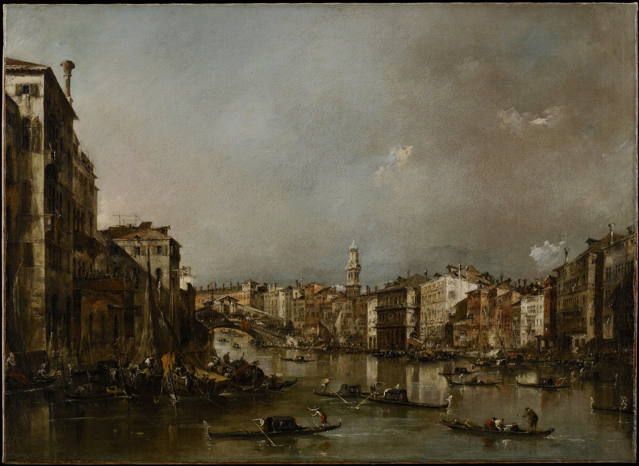 Ver o Grande Canal em direção ao Rialto, c.1785 de Francesco Guardi