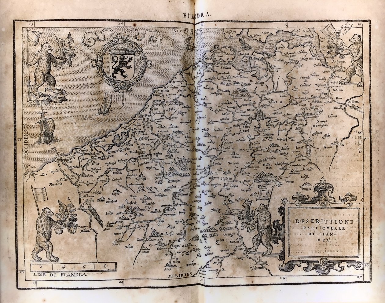 Mapa da Flandres publicado de Francesco Guicciardini