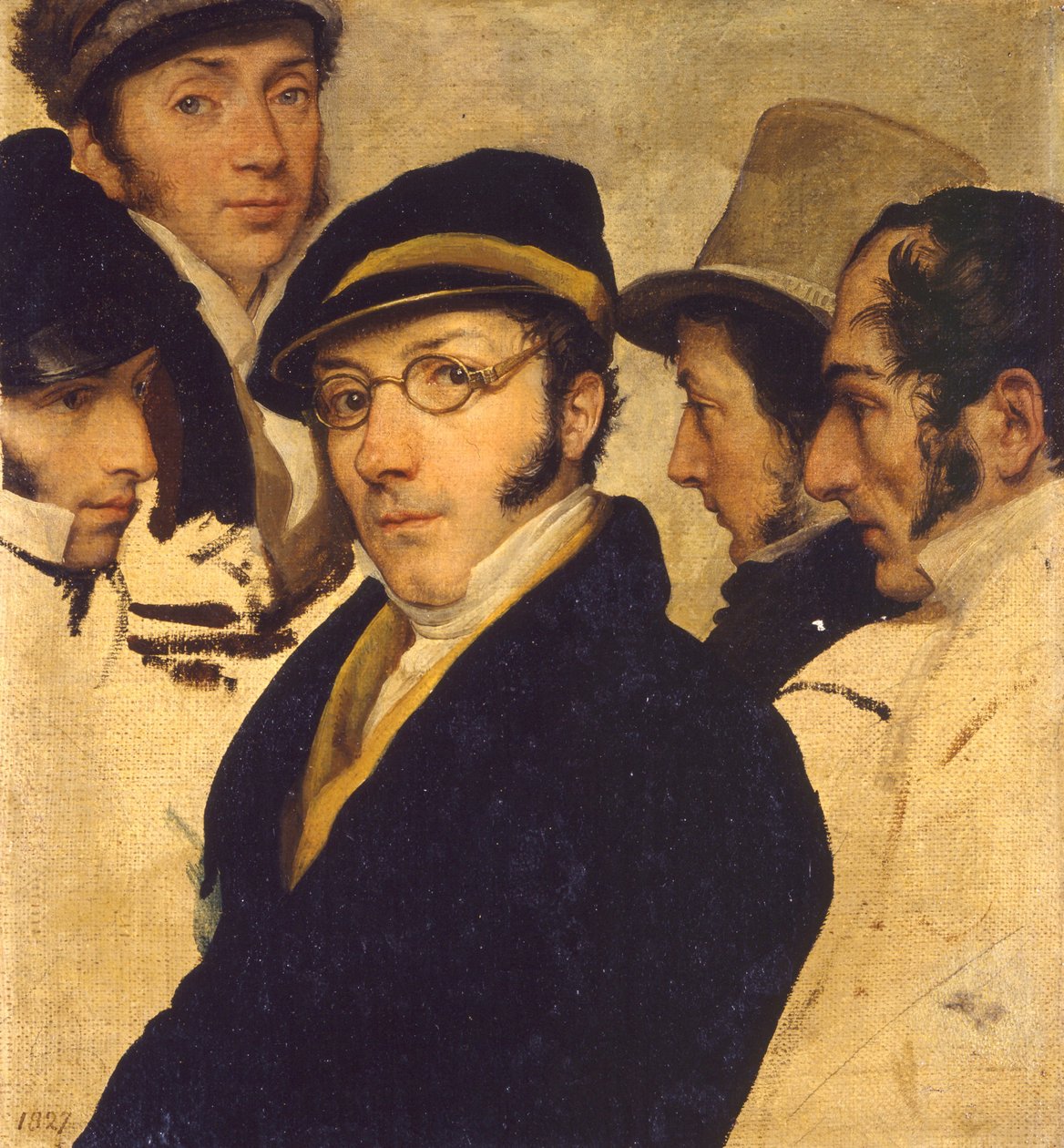 Auto-retrato em um grupo de amigos de Francesco Hayez