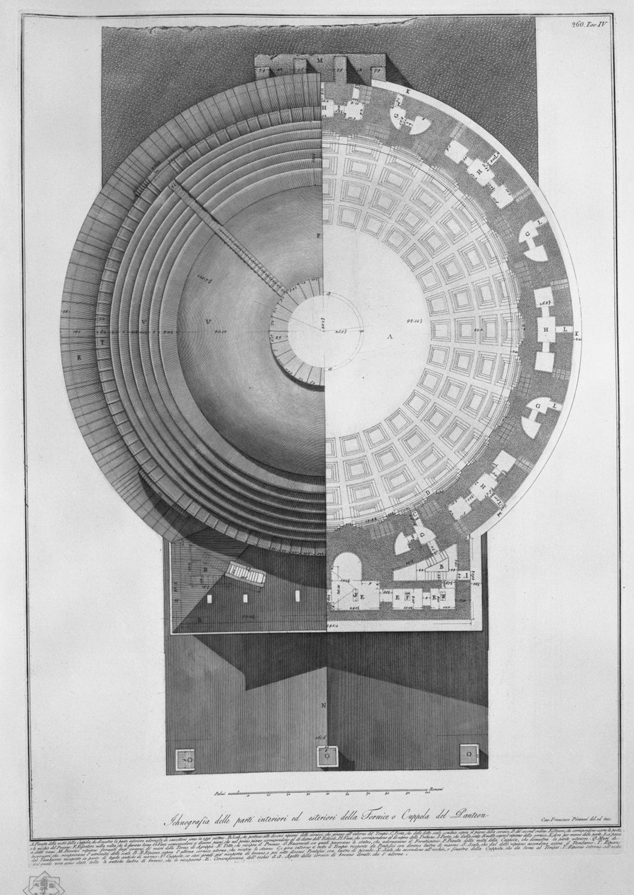 Icnografia das partes interna e externa do Fornice ou Cuppola del Panteon de Francesco Piranesi