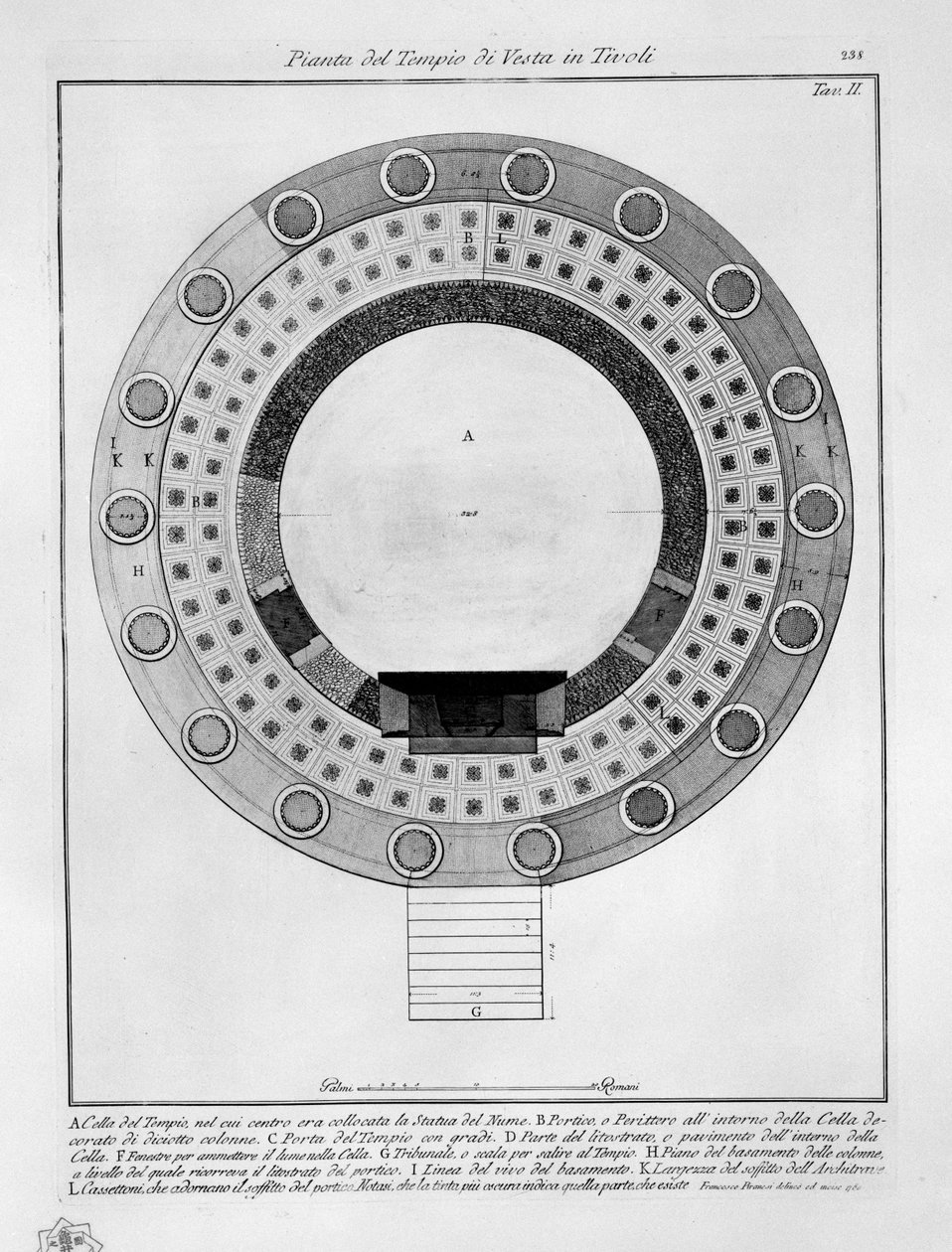 Planta do Templo de Vesta no Tivoli de Francesco Piranesi