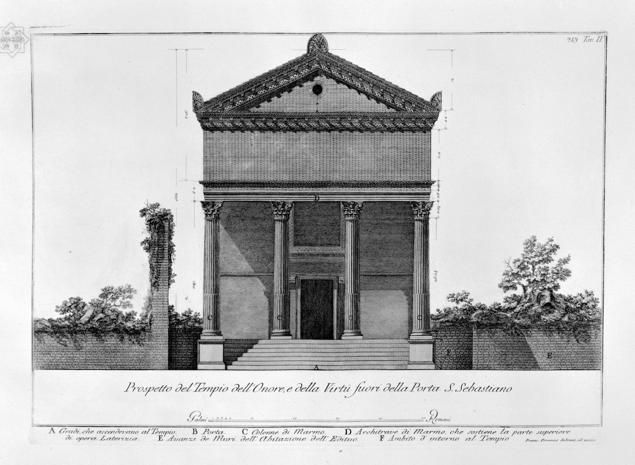 Prospecto do Templo de Honra e da Virtude fora de Porta S. Sebastiano de Francesco Piranesi