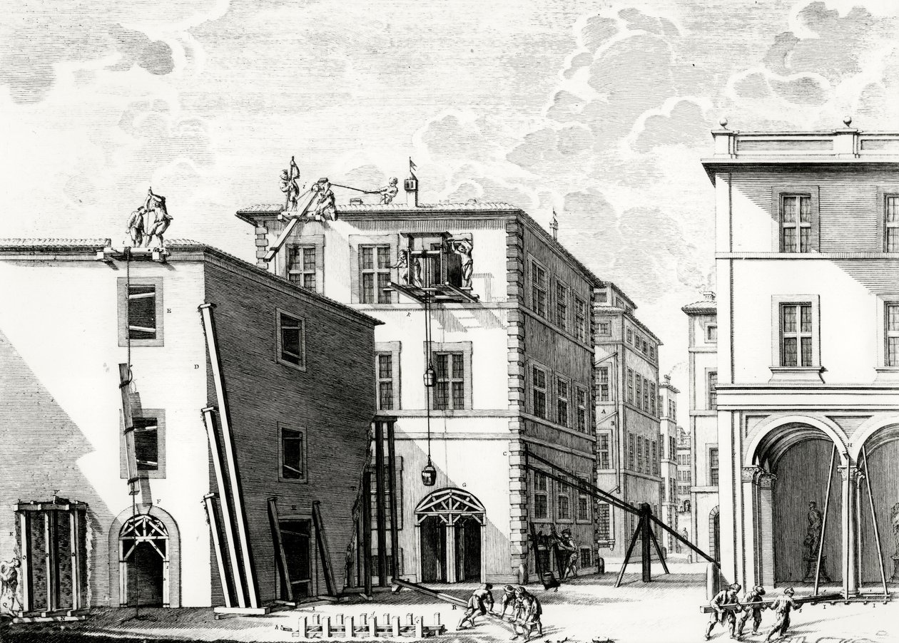 Obra de construção, gravada por M. Schedl de Francesco Rostagni
