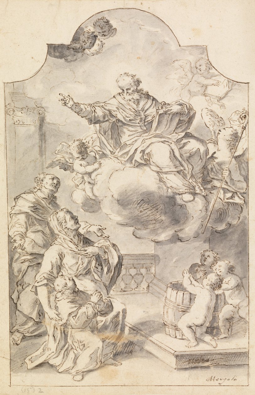 Uma imagem votiva de um menino apresentado por seus pais para São Nicolau de Bari de Francesco Saverio Mergolo