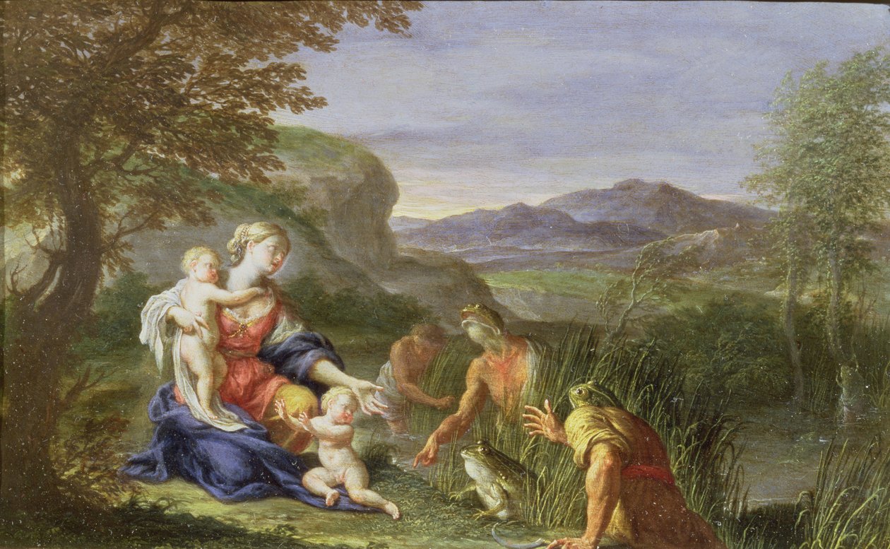 Latona e as rãs (óleo em cobre) de Francesco Trevisani