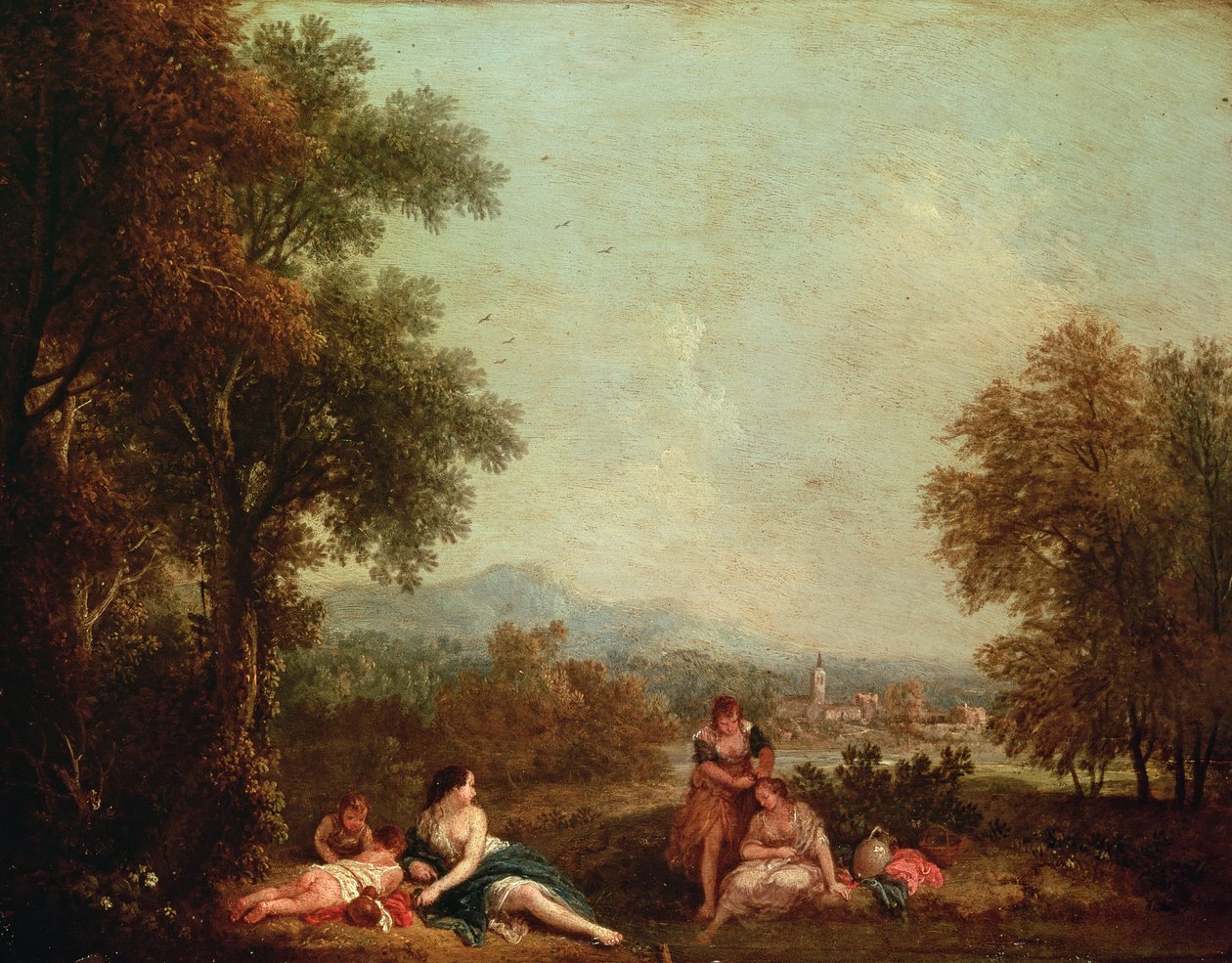 Figuras clássicas em uma paisagem italiana de Francesco Zuccarelli