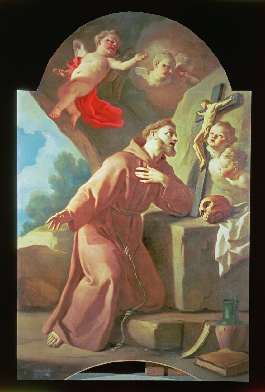 São Francisco de Assis (um de um par, painel) de Francesco de Mura