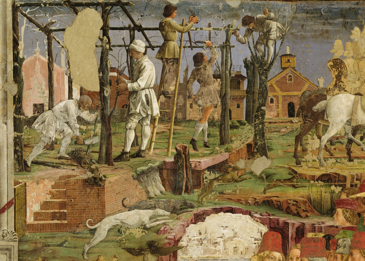 Alegoria de março: Borso d&39;Este, príncipe de Ferrare, partindo para a caça, 1467-1470, de Francesco del Cossa
