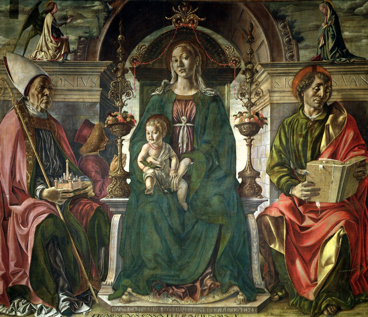 A Virgem e os Santos, 1474 (óleo) de Francesco del Cossa