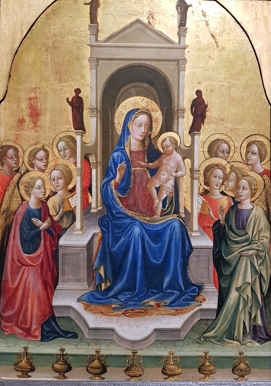 Virgem e criança em um trono, cercada por dez anjos de Francesco di Antonio di Bartolomeo