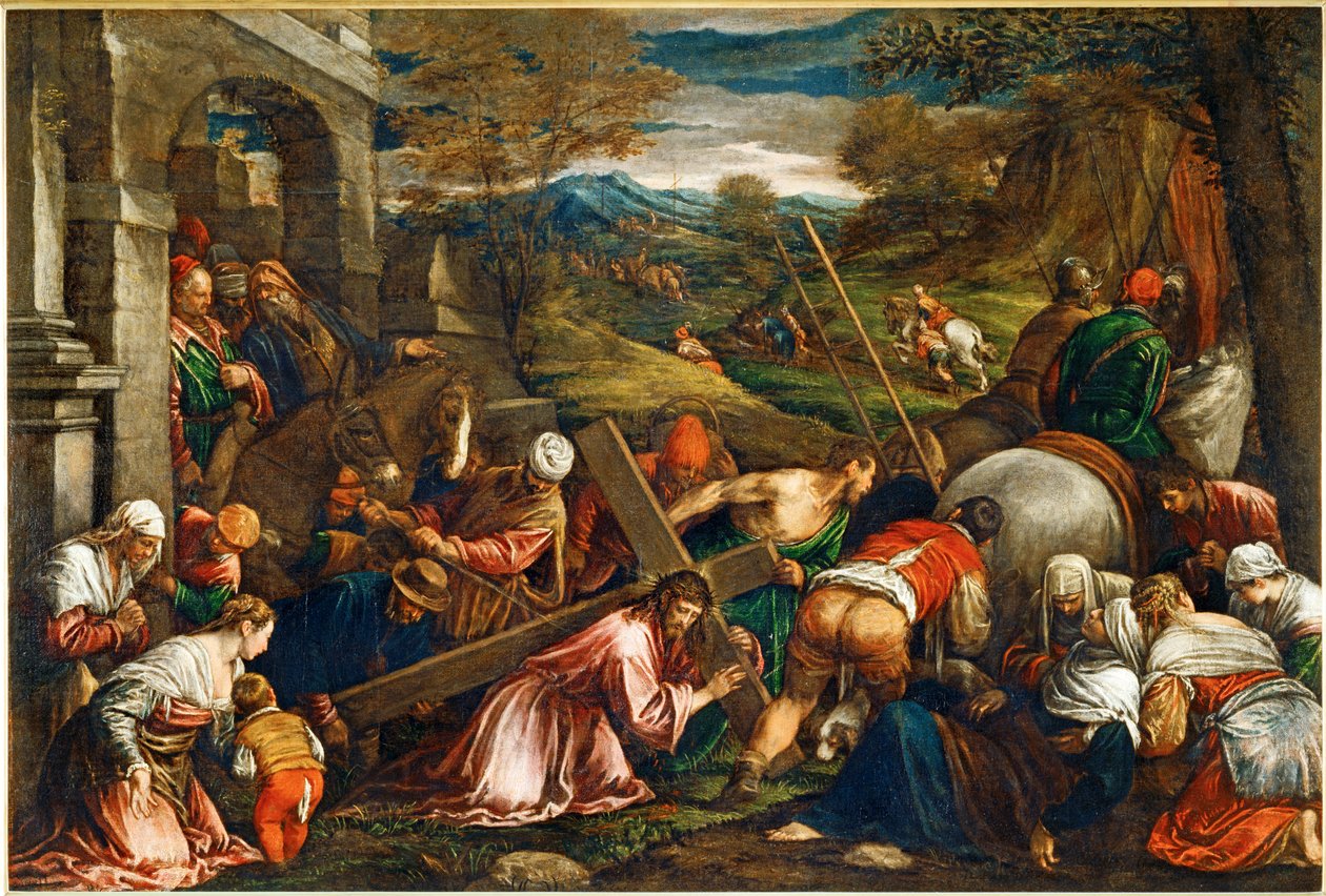 La Montee au Calvaire - Jesus Cristo carregando a cruz ... de Francesco (1549 92) Bassano