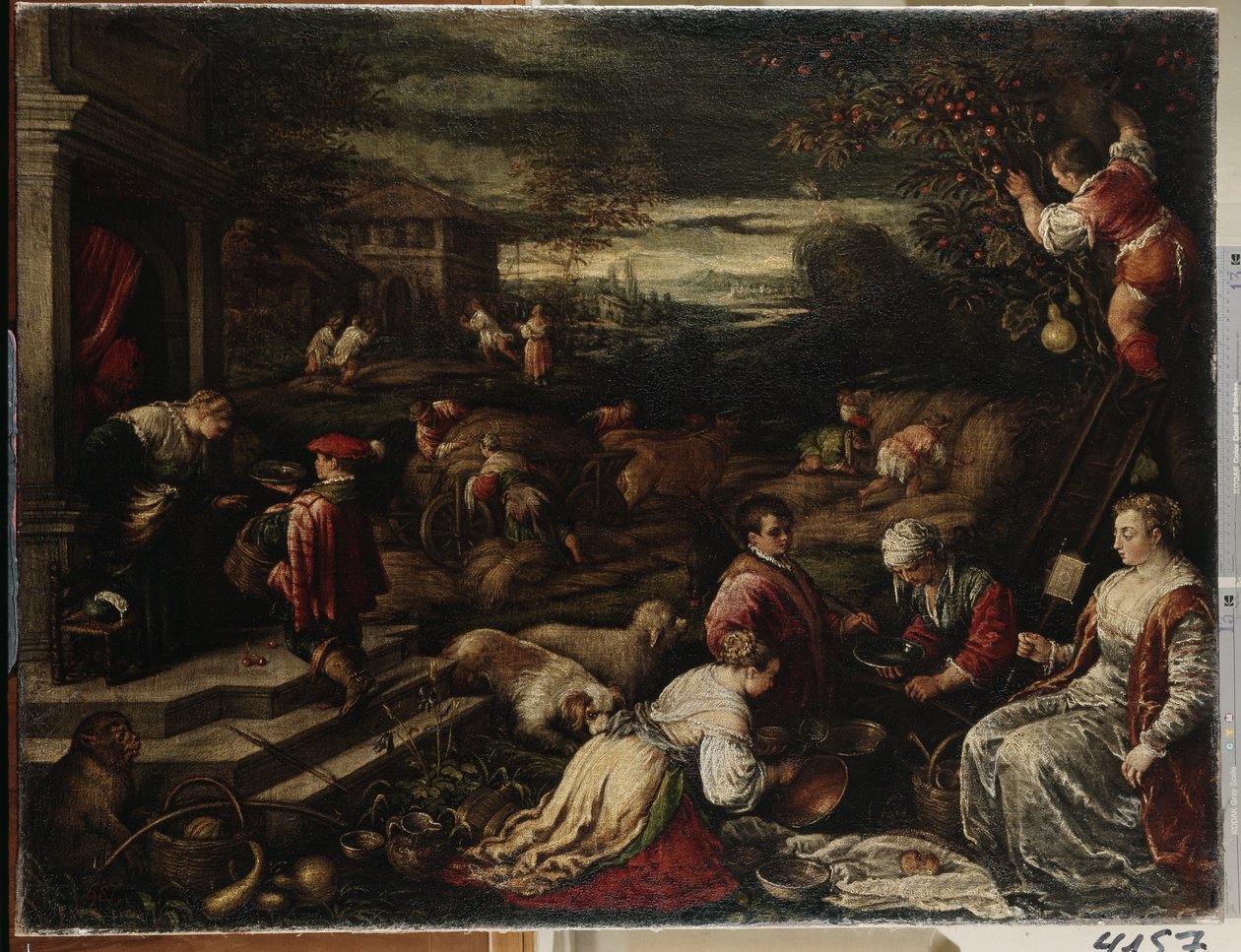 Alegoria "de Verão" da estação do Verão. Pintura de Francesco da Ponte ou Bassano (1549-1592) Museu Hermitage do século XVI, São Petersburgo (São Petersburgo) de Francesco Bassano