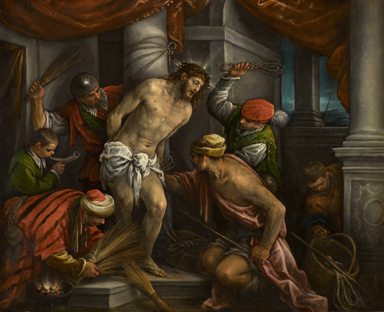 A Flagelação de Cristo, por volta de 1580-1585 (óleo sobre tela) de Francesco Bassano