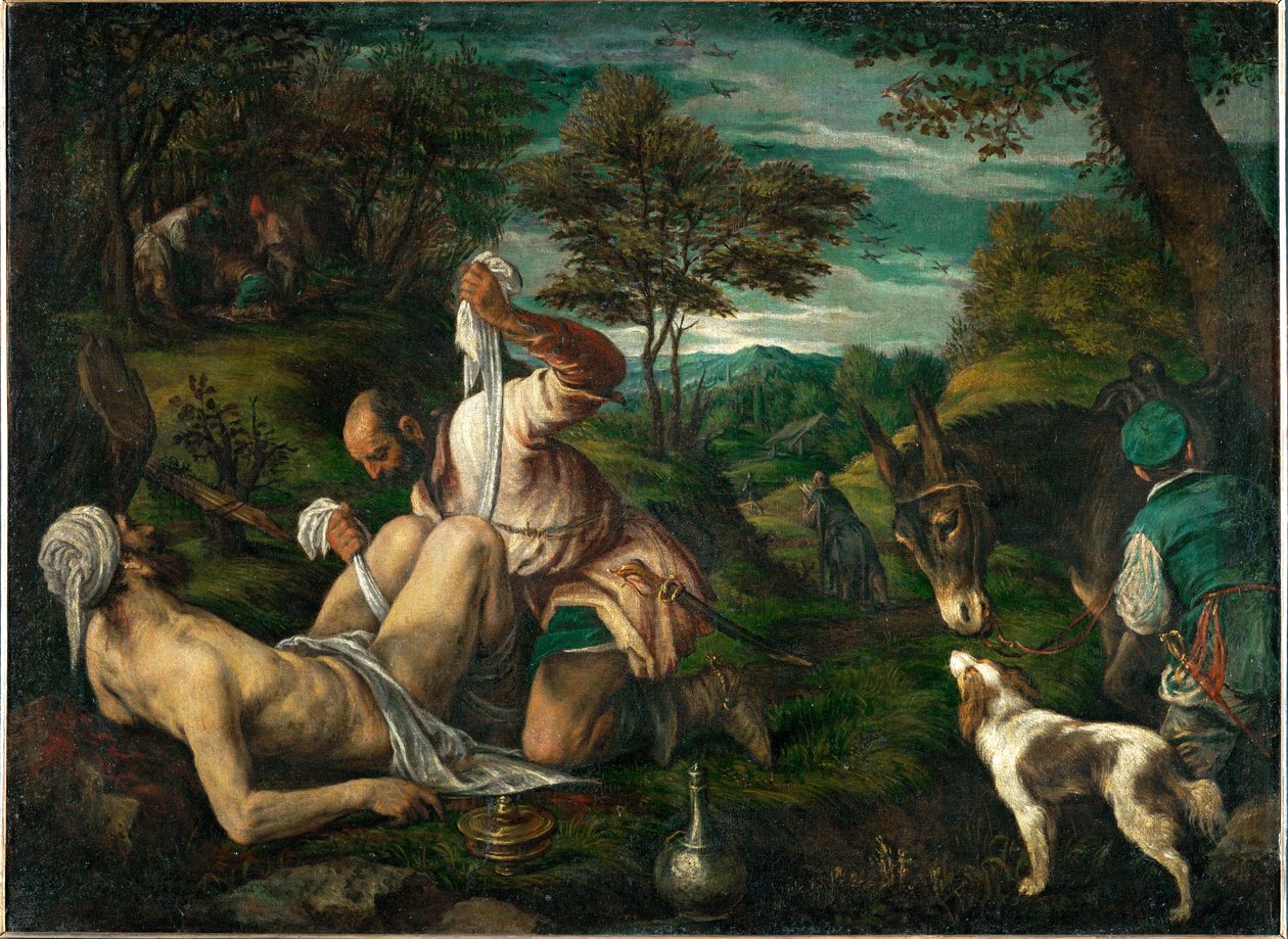 O bom samaritano (pintura sobre tela) de Francesco (1549-92) Bassano