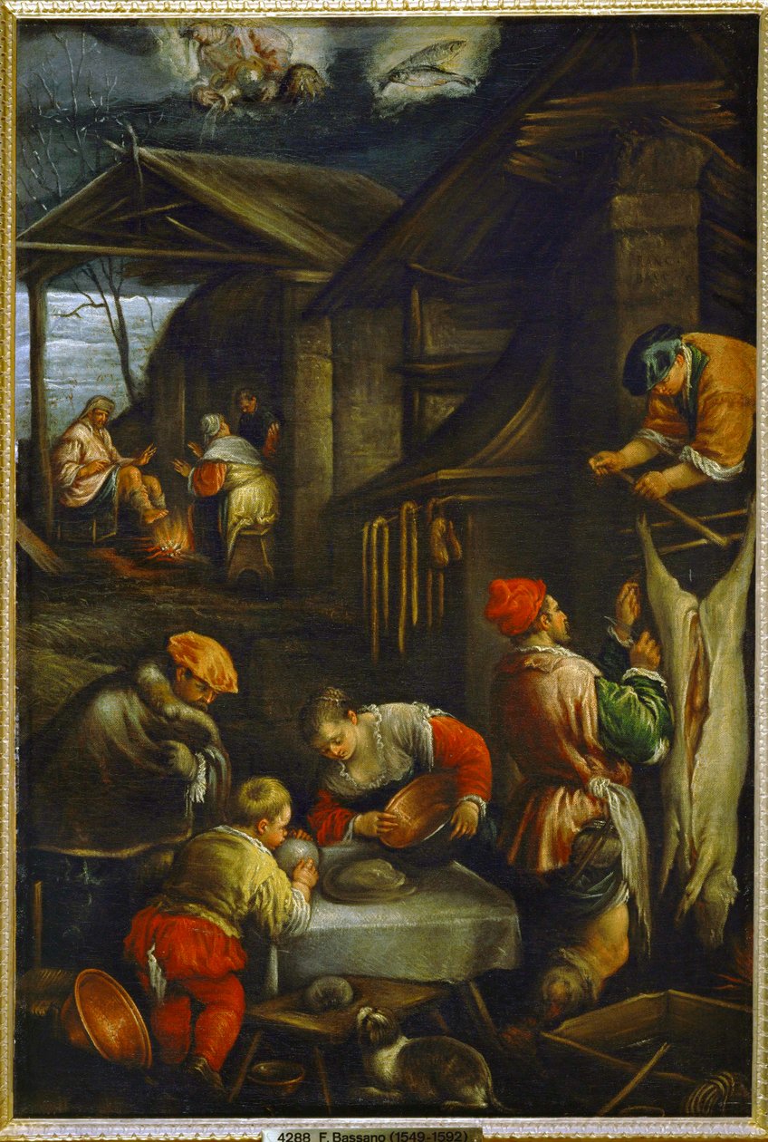 inverno, abate de porcos (pintura sobre tela) de Francesco (1549-92) Bassano