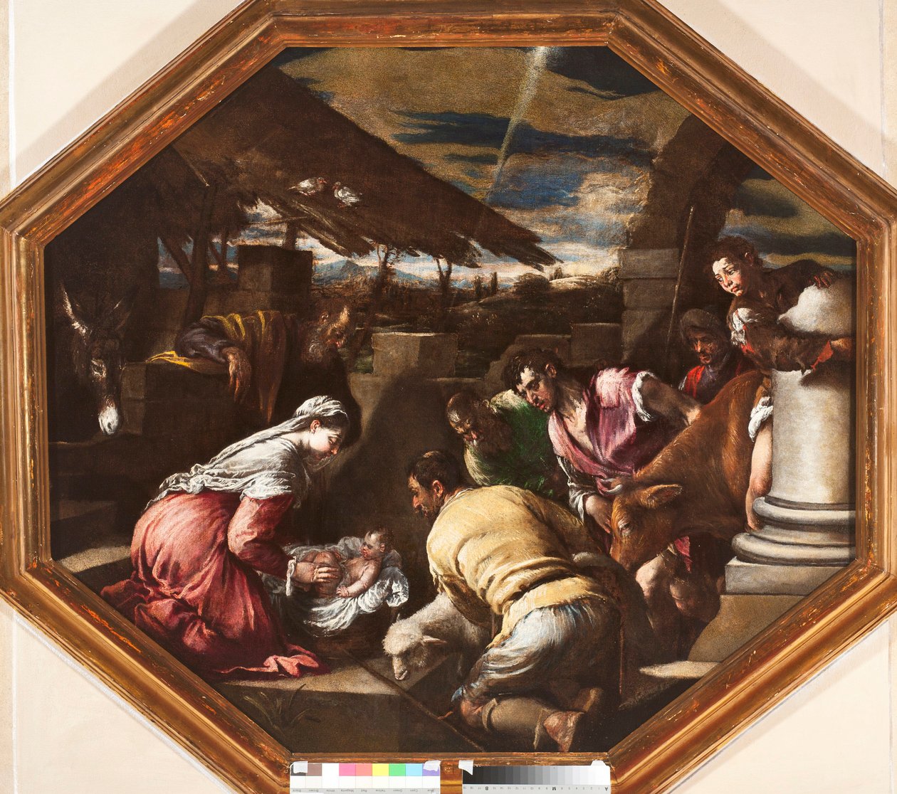 Adoração dos sheperds Pintura por Francesco da Ponte dit Francesco Bassano (1549-1592) Genes, Musei di Strada Nuova de Francesco Bassano