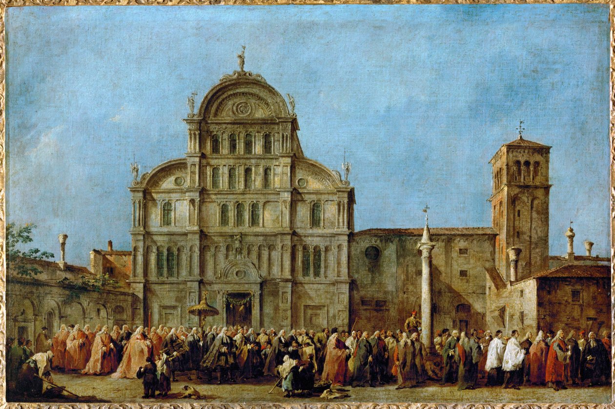 A procissão do Doge de Veneza para a igreja de San Zaccaria na Páscoa ... de Francesco (circle of) Guardi