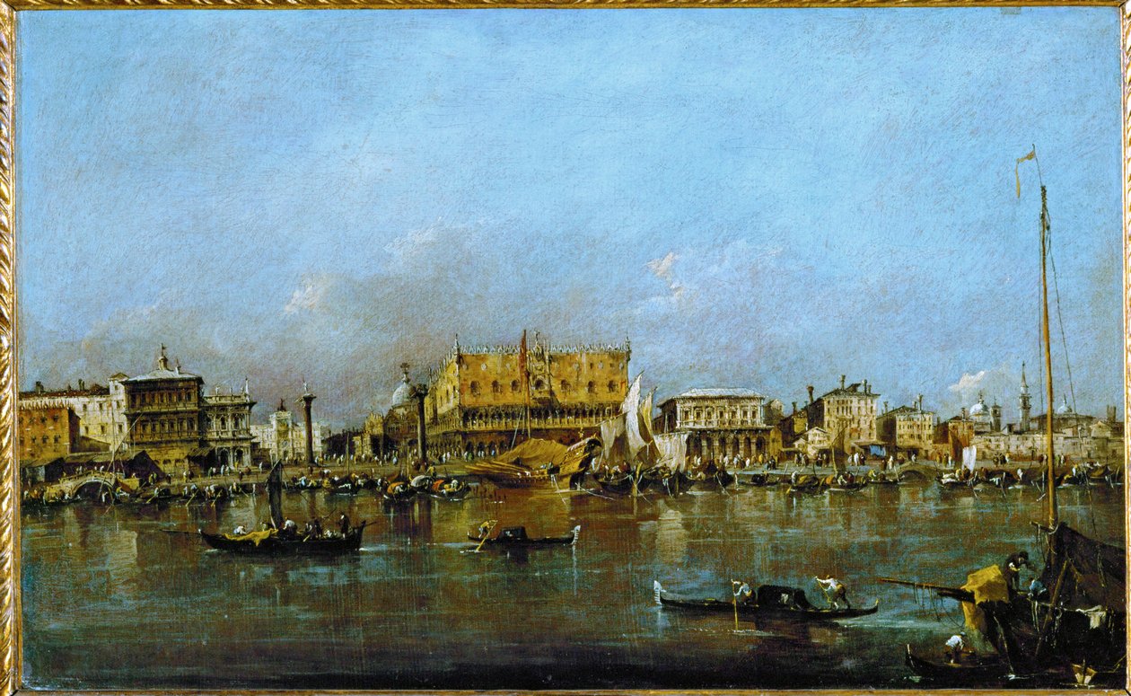 O Palácio Ducal em Veneza visto da bacia de São Marcos ... de Francesco (circle of) Guardi