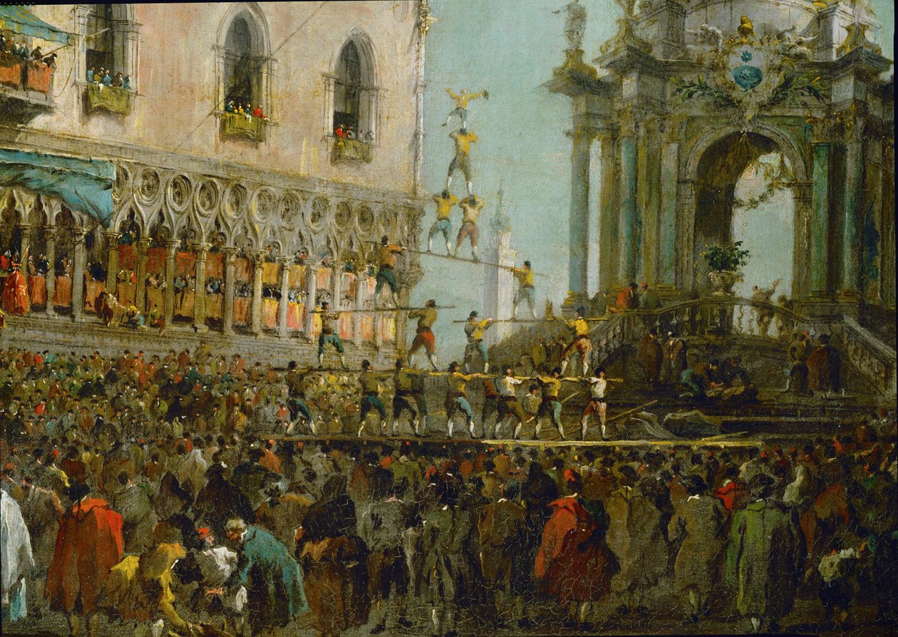 A festa de Quinta-feira Santa em Veneza: Equilibristas ... de Francesco (circle of) Guardi