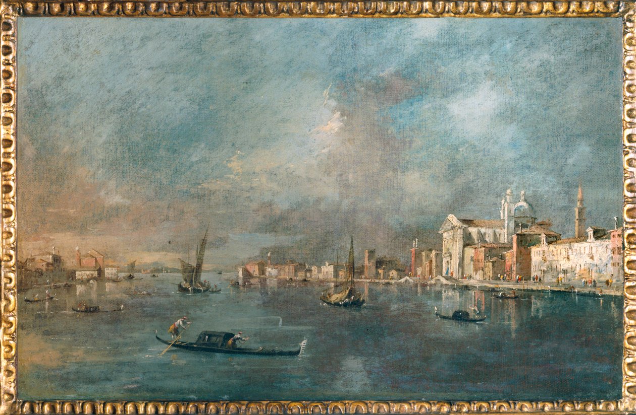 Vue de la Giudecca avec les Zattere - Vista do canal da Giudecca e dos Zattere ... de Francesco (circle of) Guardi