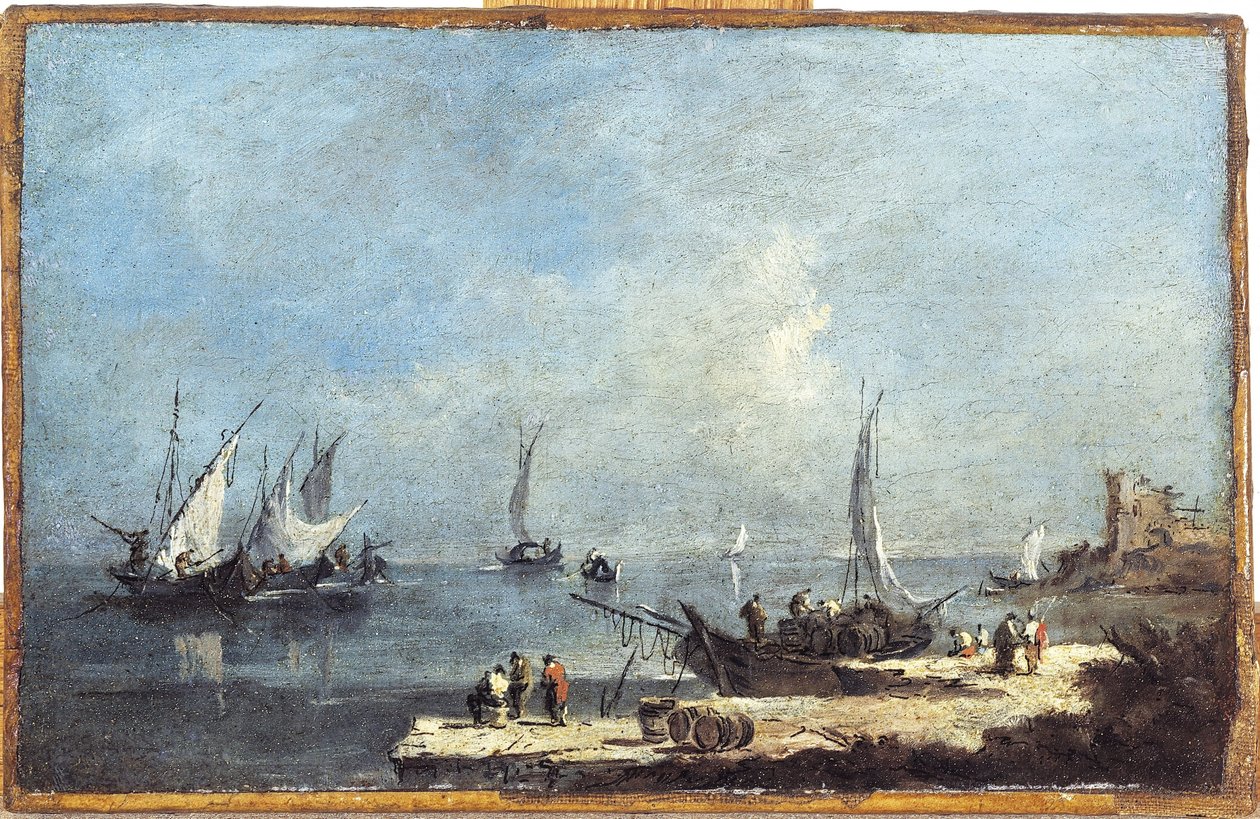 Vista de um porto na lagoa de Francesco (school of) Guardi