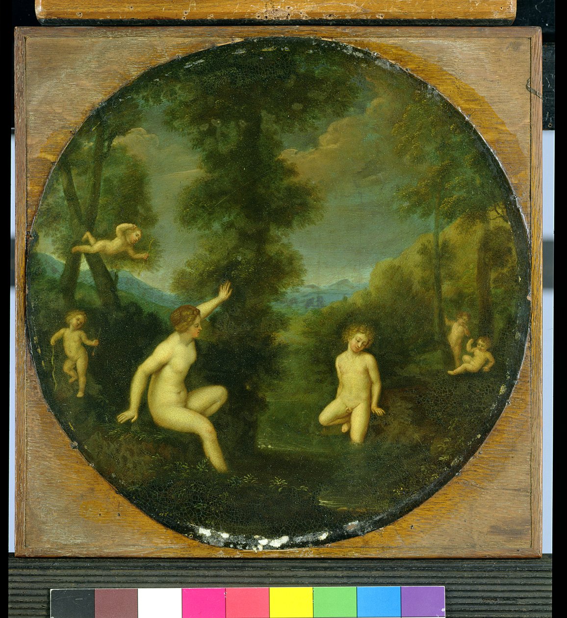 A Ninfa Salmacis e o Hermafrodita (óleo sobre cobre) de Francesco (studio of) Albani