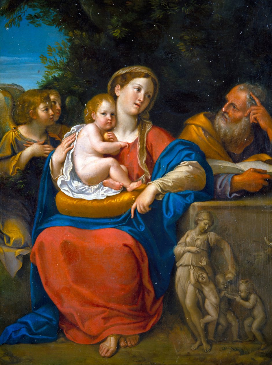 A Sagrada Família (óleo sobre metal) de Francesco Albani