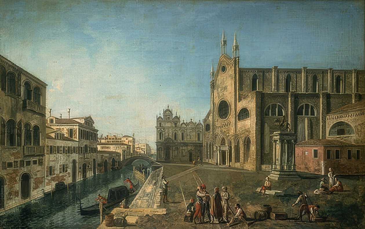 Vista de Veneza com a igreja Santi Giovanni e Paolo. Aprox. 1735.-1740 de Francesco Albotto