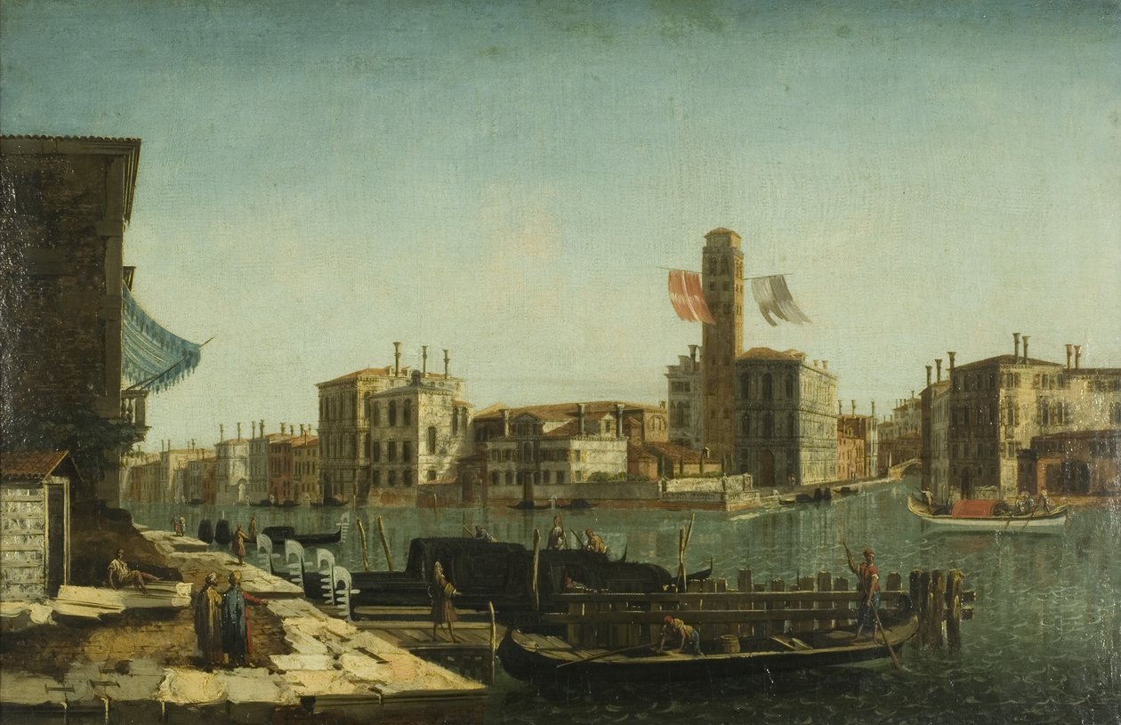 Vista do Grande Canal, Veneza, c.1743 (óleo sobre tela) de Francesco Albotto