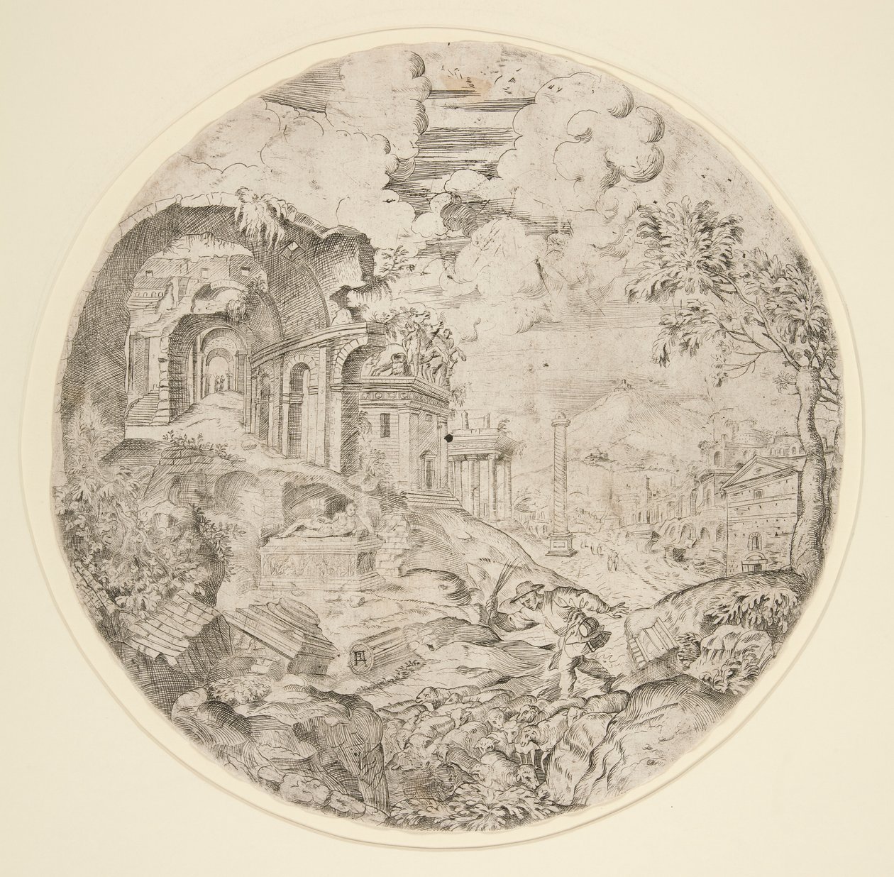 Vista de Roma com ruínas, Trajano de Francesco Amato