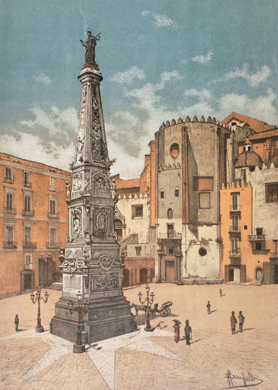 Praça San Domenico Maggiore, em Nápoles de Francesco Aversano