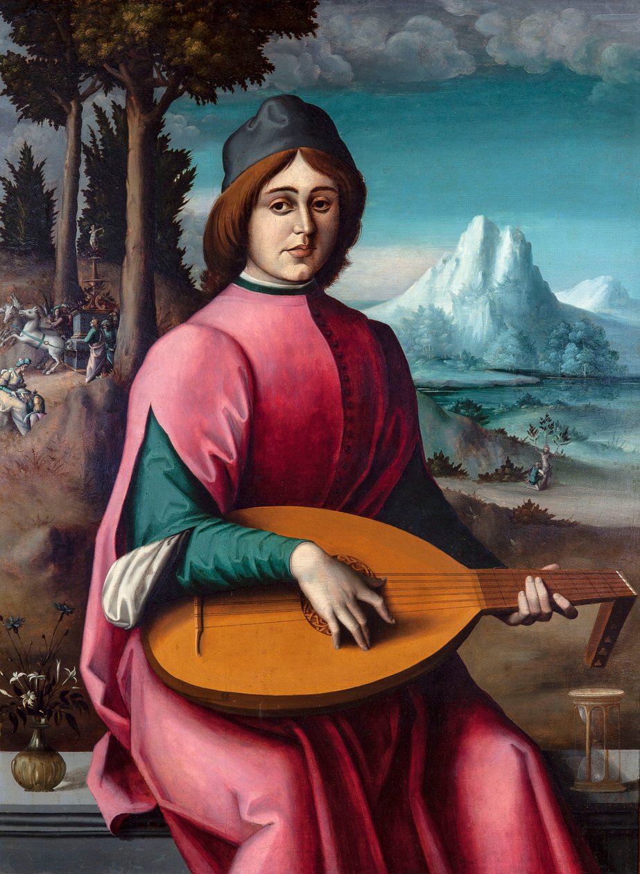 Inglês americano:  Retrato de um jovem alaudista Retrato de um jovem alaudista de Francesco Bacchiacca
