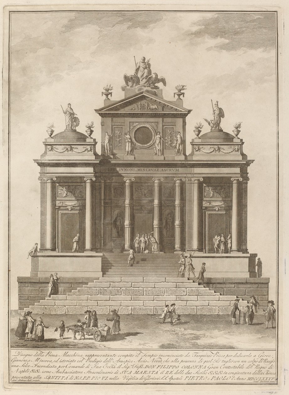 Um Templo Dedicado a Júpiter, Juno e Minerva, para o Festival de Chinea, 1785. de Francesco Barbazza